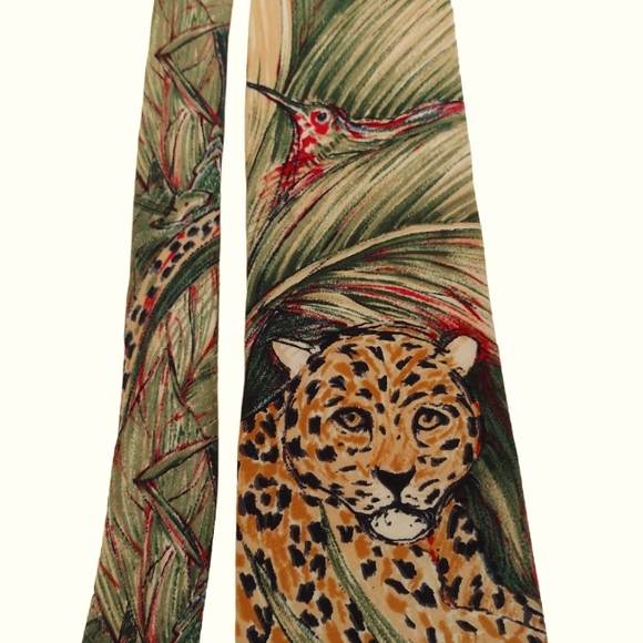 Tie. World Wildlife Fund Jaguar. Preloved. 100% silk made in USA - Picture 4 of 7